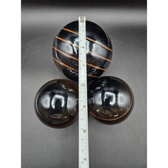 Japanese Zen Sphere Tranquility Balls set of 3 Orbs Vintage Glazed Garden Brown - Picture 3 of 3